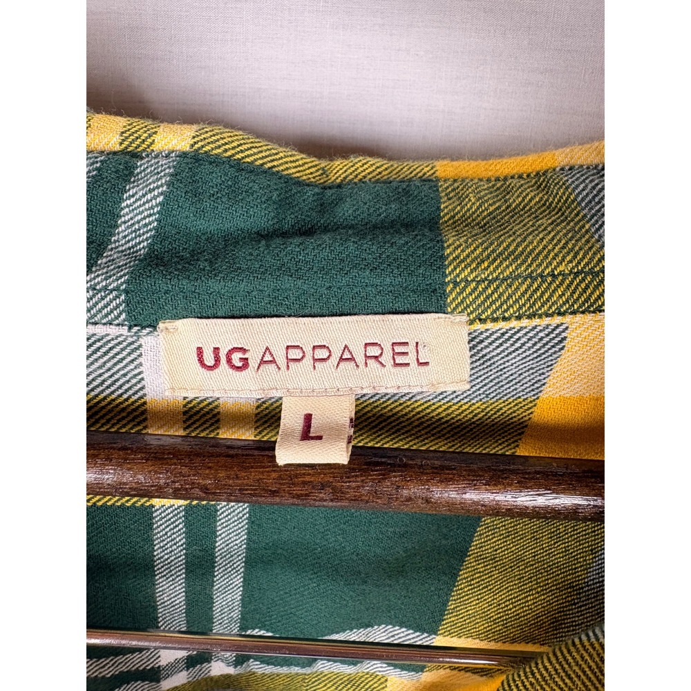 UG Apparel Baylor University Bears Plaid Flannel Shirt Green Yellow Womens Large - Picture 11 of 12